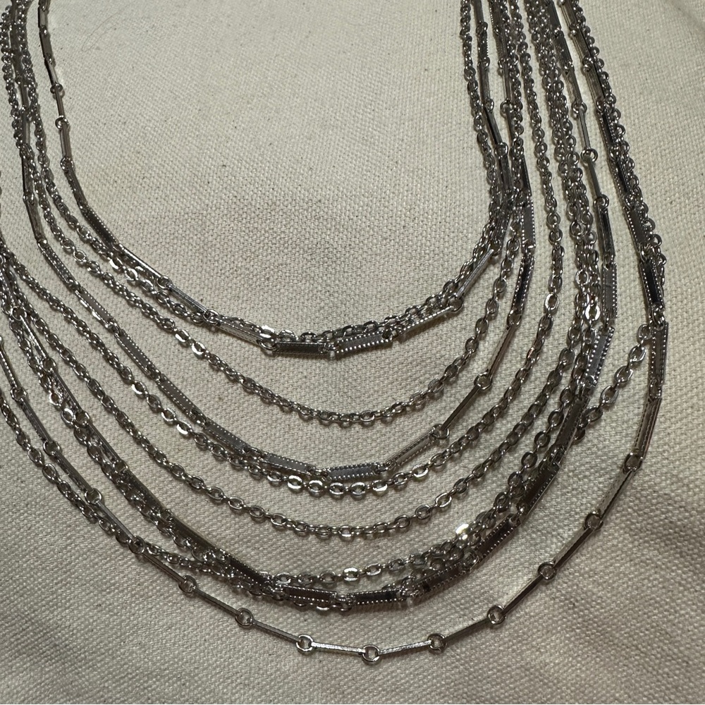 Silver Multi Chain Statement Necklace - image 5